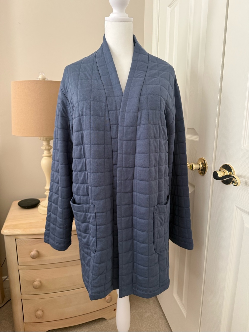 Jacket lightly quilted,Cuddl Duds Blue Quilted Open-Front Cardigan Jacket